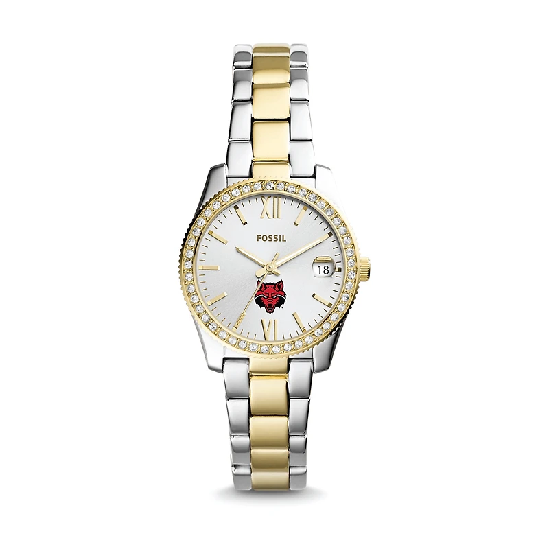 Women's Fossil Arkansas State Red Wolves Scarlette Mini Two-Tone Stainless Steel Watch