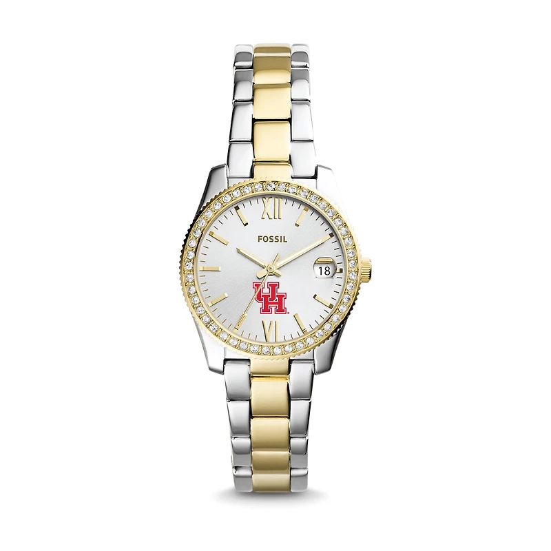 Women's Fossil Houston Cougars Scarlette Mini Two-Tone Stainless Steel Watch