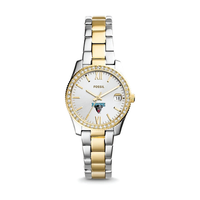 Women's Fossil Maine Black Bears Scarlette Mini Two-Tone Stainless Steel Watch