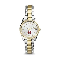 Women's Fossil Miami University RedHawks Scarlette Mini Two-Tone Stainless Steel Watch