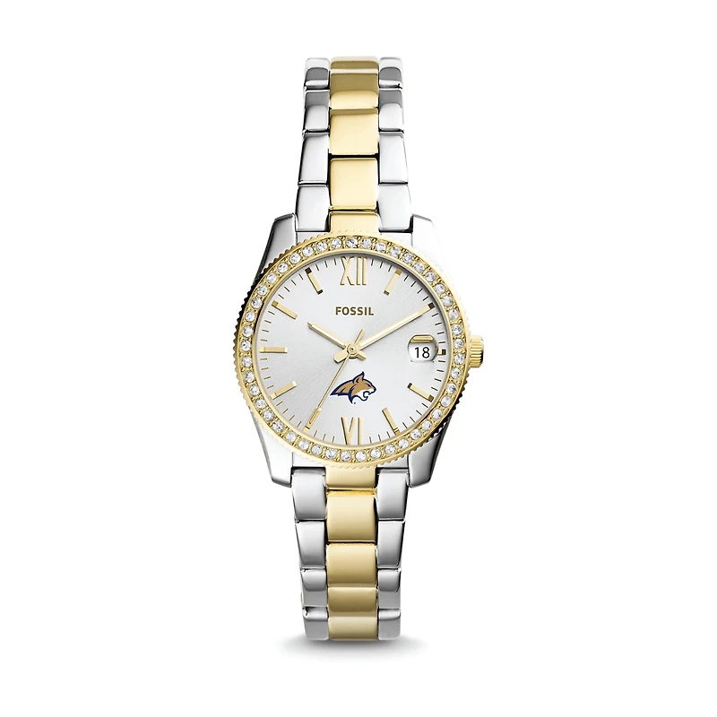 Women's Fossil Montana State Bobcats Scarlette Mini Two-Tone Stainless Steel Watch
