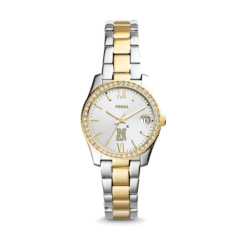 Women's Fossil Navy Midshipmen Scarlette Mini Two-Tone Stainless Steel Watch