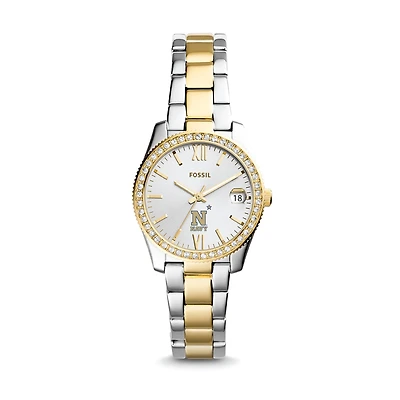 Women's Fossil Navy Midshipmen Scarlette Mini Two-Tone Stainless Steel Watch