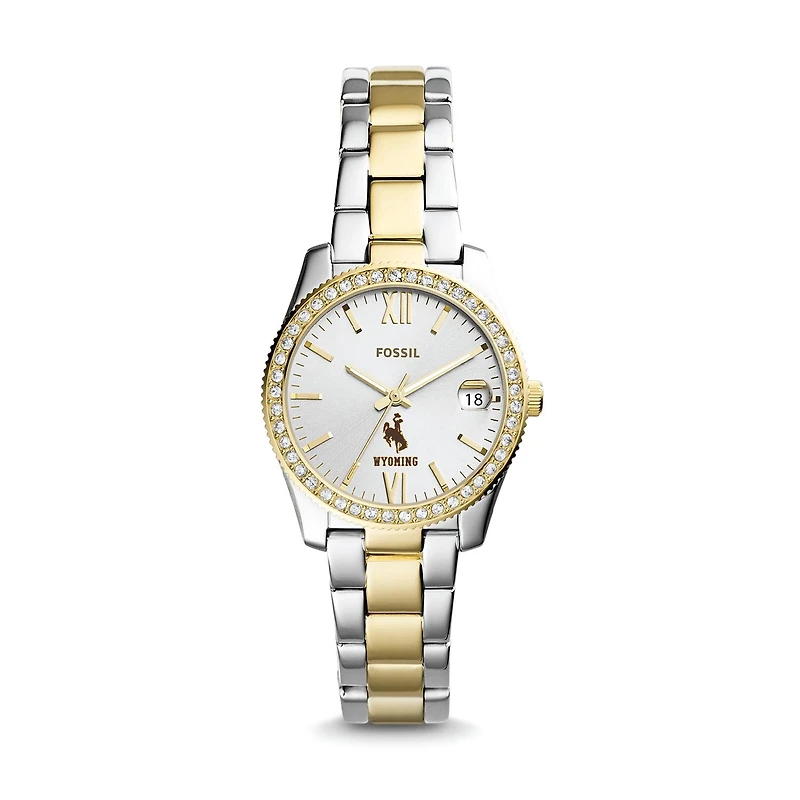 Women's Fossil Wyoming Cowboys Scarlette Mini Two-Tone Stainless Steel Watch