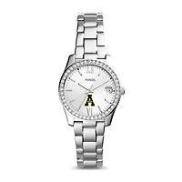 Women's Fossil Silver Appalachian State Mountaineers Scarlette Mini Three-Hand Date Watch