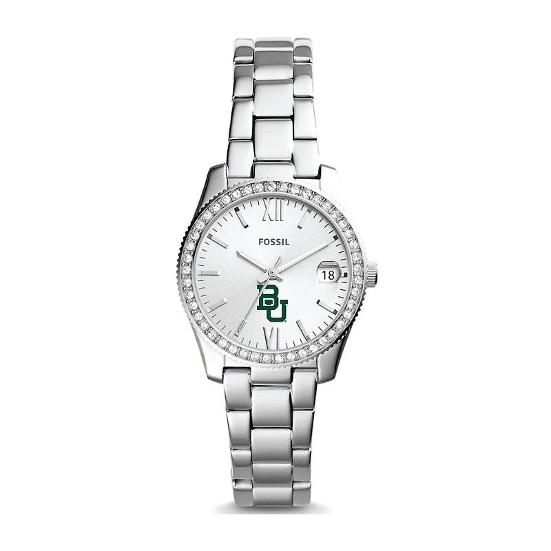 Women's Fossil Silver Baylor Bears Scarlette Mini Three-Hand Date Watch