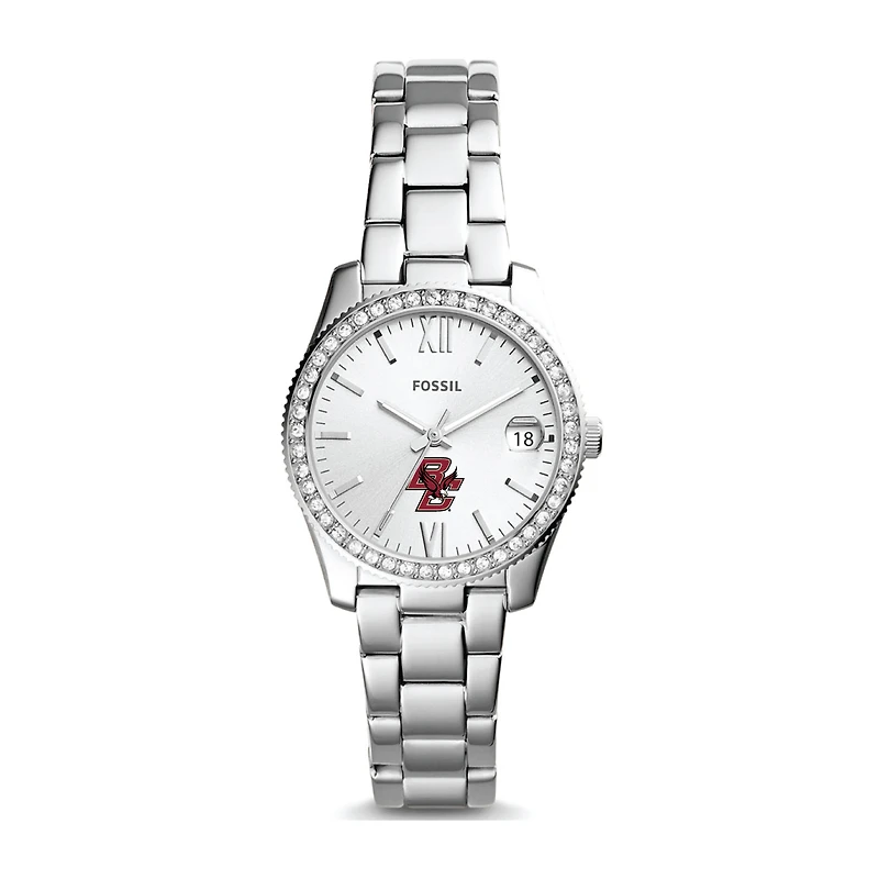 Women's Fossil Silver Boston College Eagles Scarlette Mini Three-Hand Date Watch