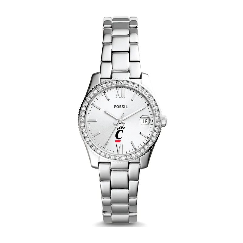 Women's Fossil Silver Cincinnati Bearcats Scarlette Mini Three-Hand Date Watch