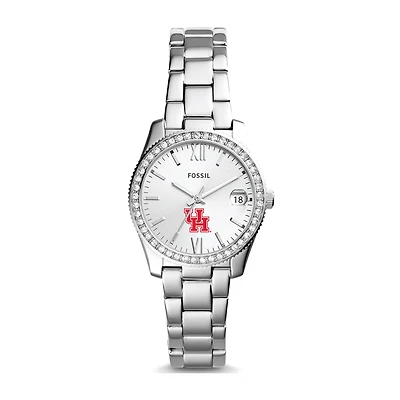 Women's Fossil Silver Houston Cougars Scarlette Mini Three-Hand Date Watch