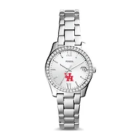 Women's Fossil Silver Houston Cougars Scarlette Mini Three-Hand Date Watch