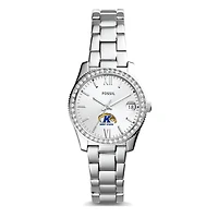 Women's Fossil Silver Kent State Golden Flashes Scarlette Mini Three-Hand Date Watch