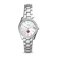 Women's Fossil Silver Louisiana Ragin' Cajuns Scarlette Mini Three-Hand Date Watch