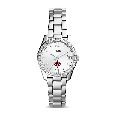 Women's Fossil Silver Louisiana Ragin' Cajuns Scarlette Mini Three-Hand Date Watch