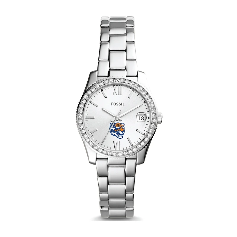 Women's Fossil Silver Memphis Tigers Scarlette Mini Three-Hand Date Watch