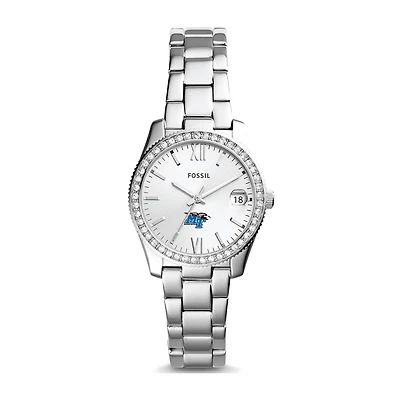 Women's Fossil Silver MTSU Blue Raiders Scarlette Mini Three-Hand Date Watch