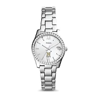 Women's Fossil Silver Navy Midshipmen Scarlette Mini Three-Hand Date Watch