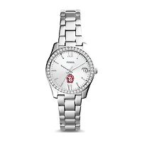Women's Fossil Silver South Dakota Coyotes Scarlette Mini Three-Hand Date Watch