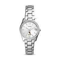 Women's Fossil Silver Wyoming Cowboys Scarlette Mini Three-Hand Date Watch