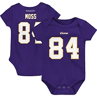 Infant Mitchell & Ness Randy Moss Purple Minnesota Vikings Mainliner Retired Player Name & Number Bodysuit