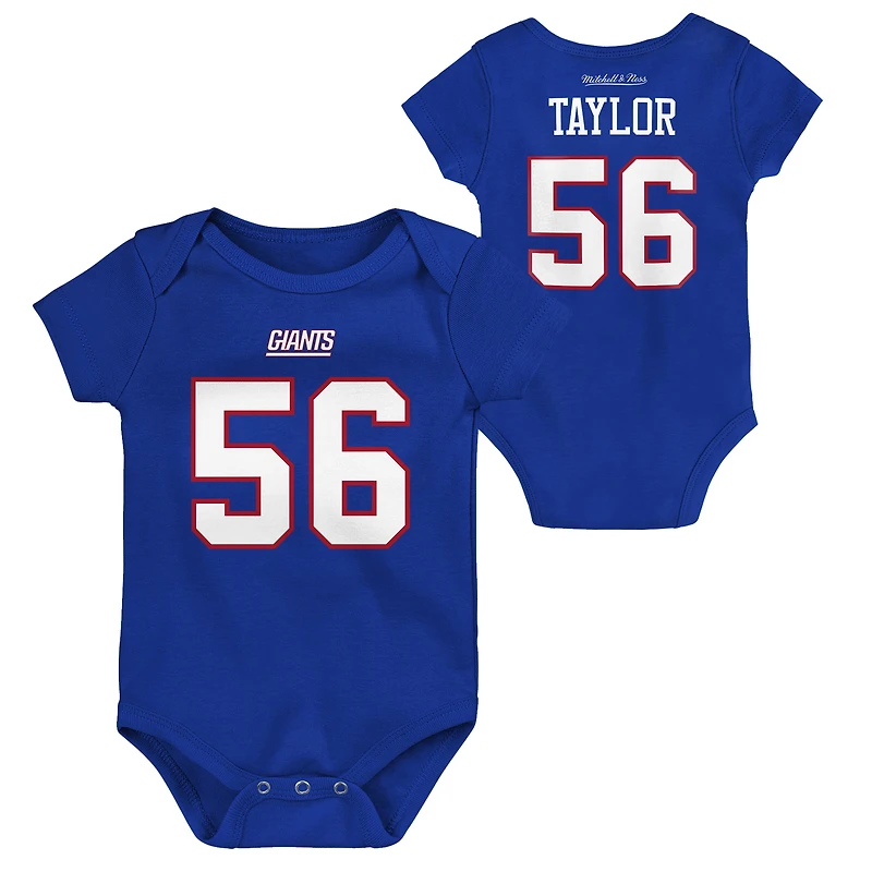 Newborn & Infant Mitchell & Ness Lawrence Taylor Royal New York Giants Retro Name & Number Bodysuit
