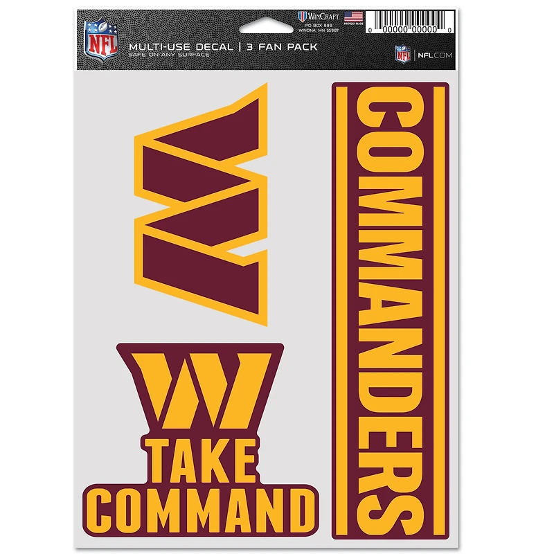 WinCraft Washington Commanders 3-Pack Multi-Use Fan Decal Set