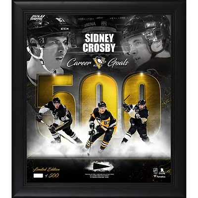 Sidney Crosby Pittsburgh Penguins Framed 15" x 17" 500 Goals Collage with a Piece of Game-Used Puck - Limited Edition of 500