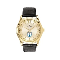 Men's Gold Hood College Blazers Stainless Steel Watch with Leather Band