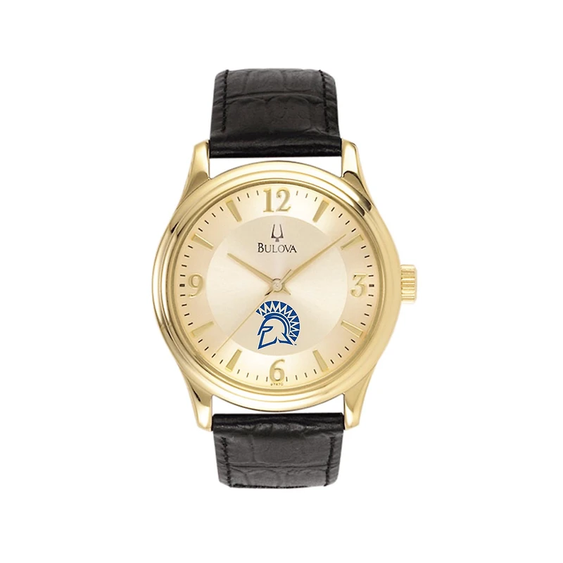 Men's Gold San Jose State Spartans Stainless Steel Watch with Leather Band