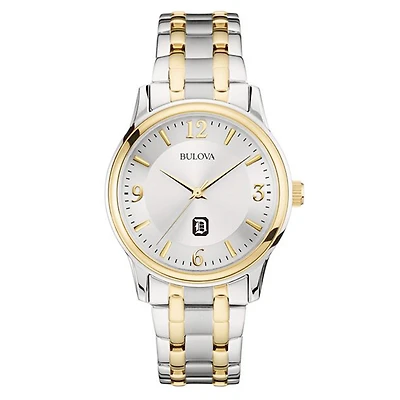 Bulova Silver/Gold Duquesne Dukes Classic Two-Tone Round Watch