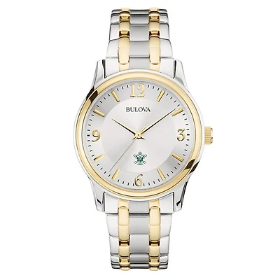 Bulova Silver/Gold William & Mary Tribe Classic Two-Tone Round Watch