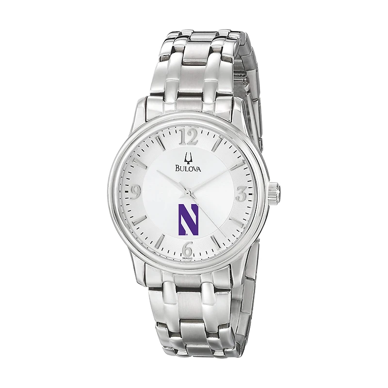 Men's Bulova  Silver Northwestern Wildcats