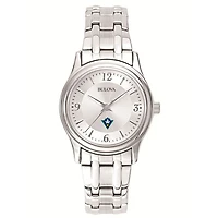 Women's Bulova Silver UNC Wilmington Seahawks Stainless Steel Quartz Watch