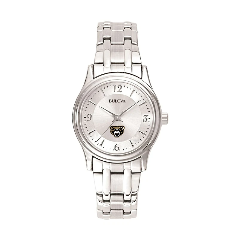 Women's Bulova Silver Oakland Golden Grizzlies Stainless Steel Quartz Watch