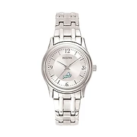 Women's Bulova Silver Florida Gulf Coast Eagles Stainless Steel Quartz Watch