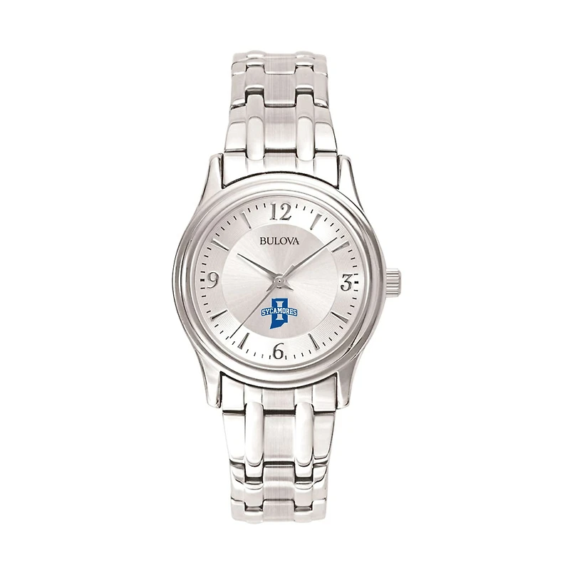 Women's Bulova Silver Indiana State Sycamores Stainless Steel Quartz Watch