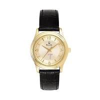 Women's Bulova Gold/Black Troy University Trojans Stainless Steel Watch with Leather Band