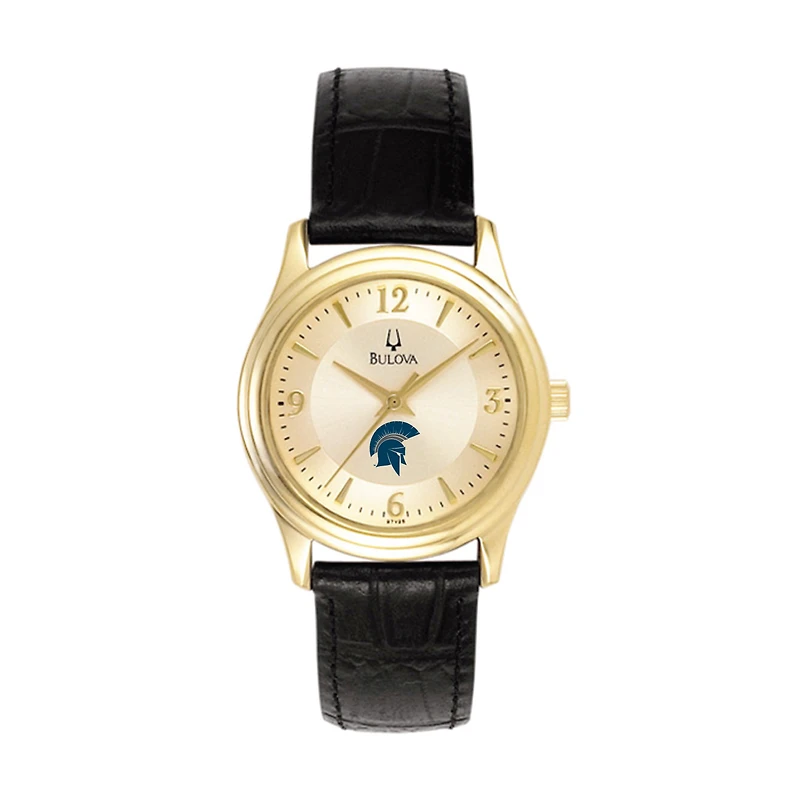Women's Bulova Gold/Black Case Western Reserve University Stainless Steel Watch with Leather Band