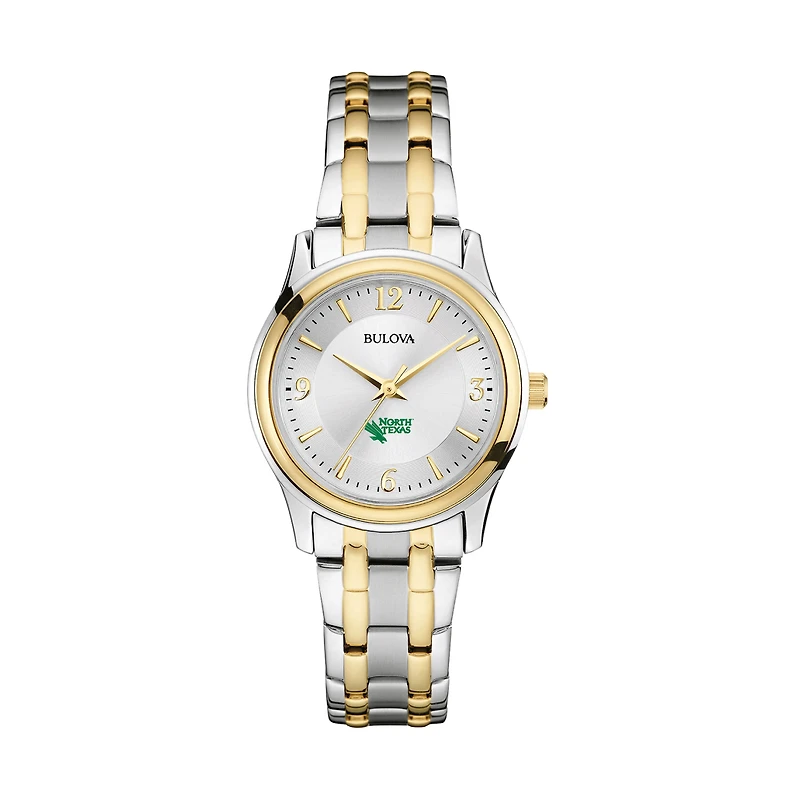 Women's Bulova Silver/Gold North Texas Mean Green Classic Two-Tone Round Watch