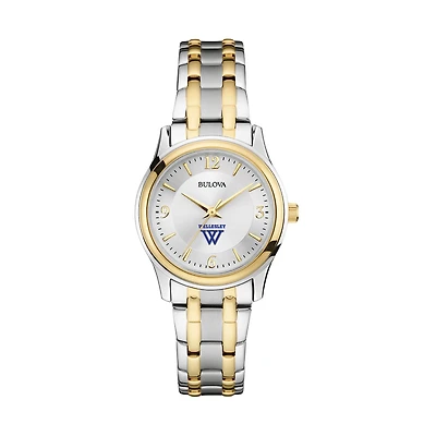 Women's Bulova Silver/Gold Wellesley Blue Classic Two-Tone Round Watch