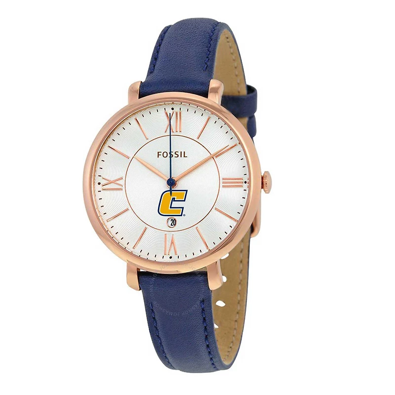 Women's Fossil Navy Tennessee Chattanooga Mocs Jacqueline Leather Watch