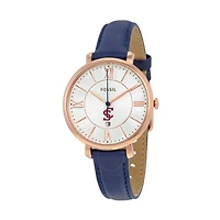Women's Fossil Navy Santa Clara Broncos Jacqueline Leather Watch