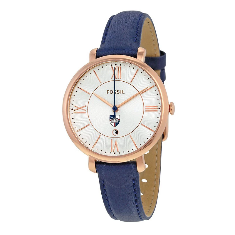 Women's Fossil Navy Catholic University Cardinals Jacqueline Leather Watch