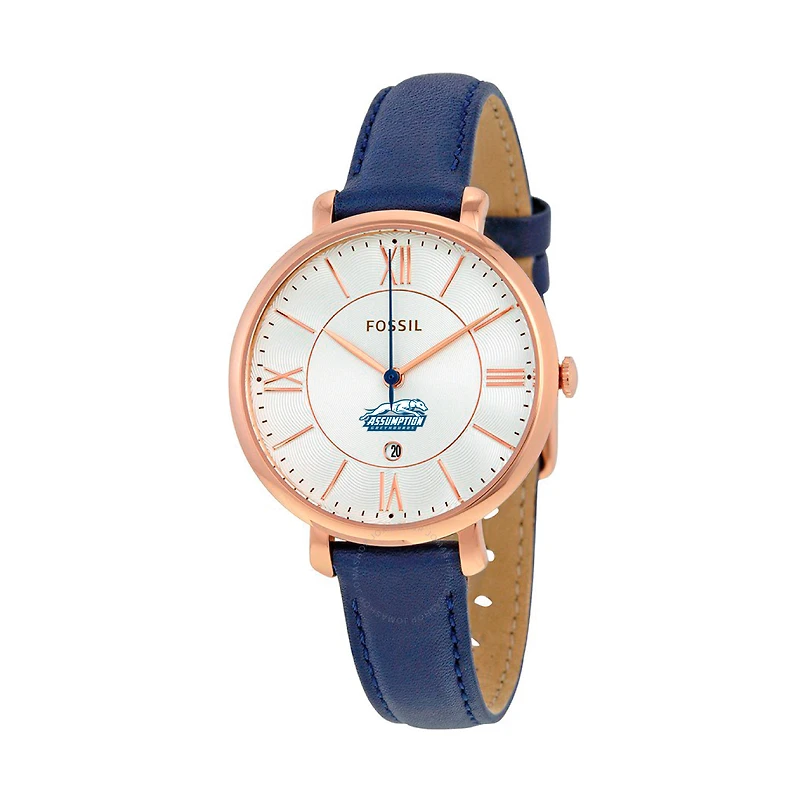 Women's Fossil Navy Assumption Greyhounds Jacqueline Leather Watch