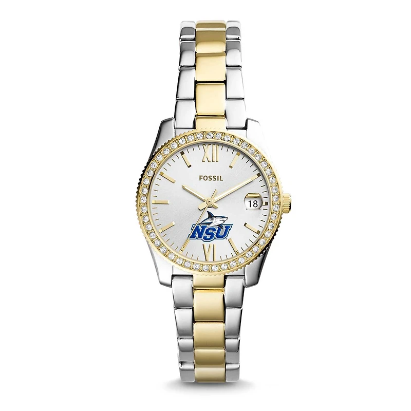 Women's Fossil Nova Southeastern Sharks Scarlette Mini Two-Tone Stainless Steel Watch