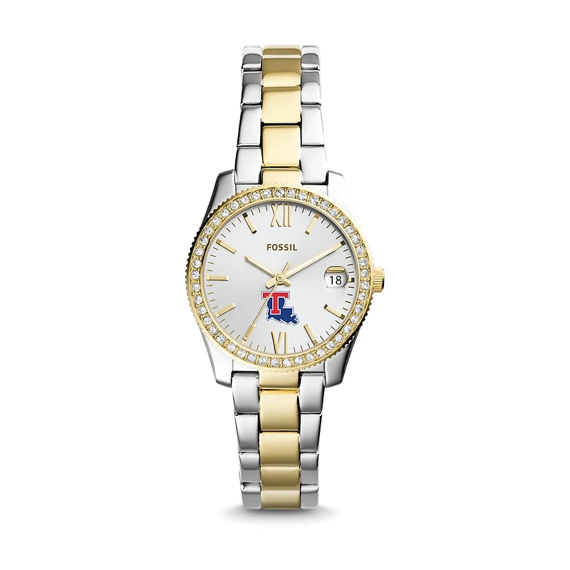 Women's Fossil Louisiana Tech Bulldogs Scarlette Mini Two-Tone Stainless Steel Watch