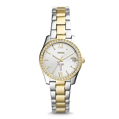 Women's Fossil Troy University Trojans Scarlette Mini Two-Tone Stainless Steel Watch