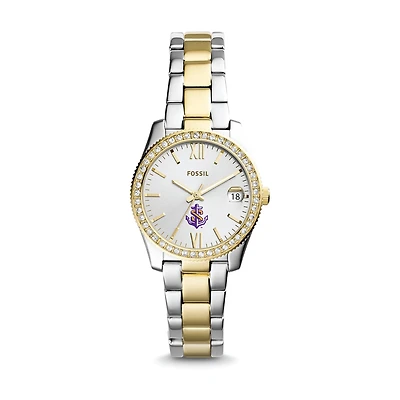 Women's Fossil LSU Shreveport Pilots Scarlette Mini Two-Tone Stainless Steel Watch