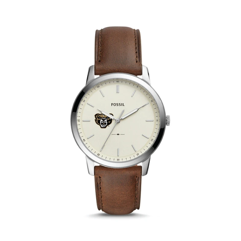 Fossil Oakland Golden Grizzlies The Minimalist Brown Leather Watch