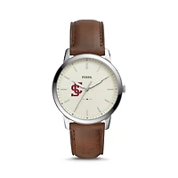 Fossil Santa Clara Broncos The Minimalist Brown Leather Watch