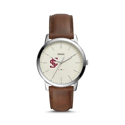 Fossil Santa Clara Broncos The Minimalist Brown Leather Watch